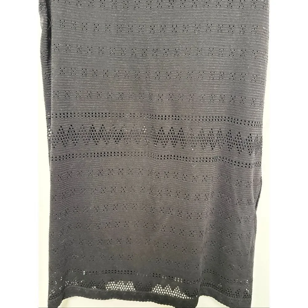 Croft & Barrow black open knit zip front hooded swim cover up size medium